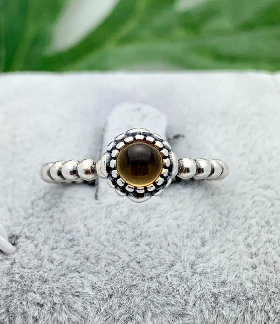 Silver PANDORA November Birthstone Ring Estate Cabochon Etsy