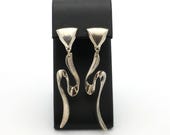 Vintage 1960’s Sterling Silver Dramatic Twisted Dangle Earrings-2.6”Long