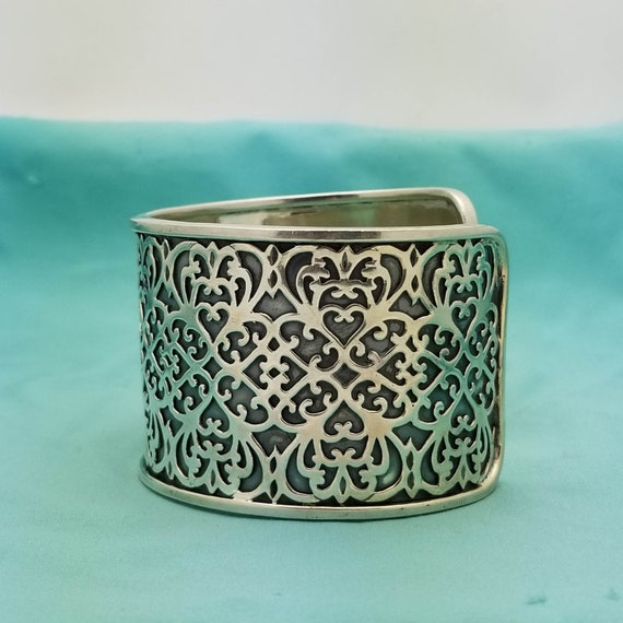 Vintage Sterling Silver Wide Celtic Design Cuff B… - image 3