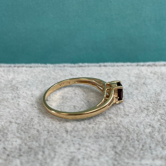 14K Garnet and Diamond Ring, Vintage, 4mmx5.5mm O… - image 6