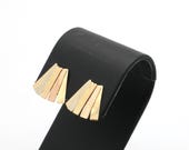 Vintage 1980’s Tri-Color 10K Gold Fan Earrings - .4” Long x .5” Wide