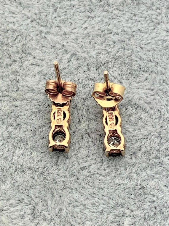 10K Gold Illusion Set Diamond Earrings- Vintage, … - image 6