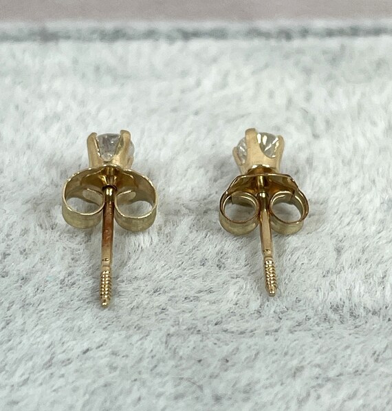 14K Gold Diamond Stud Earrings .10 TCW, Yellow Go… - image 2