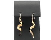 Vintage 1980’s 14K Yellow Gold Twist Dangle Earrings - 1” Long