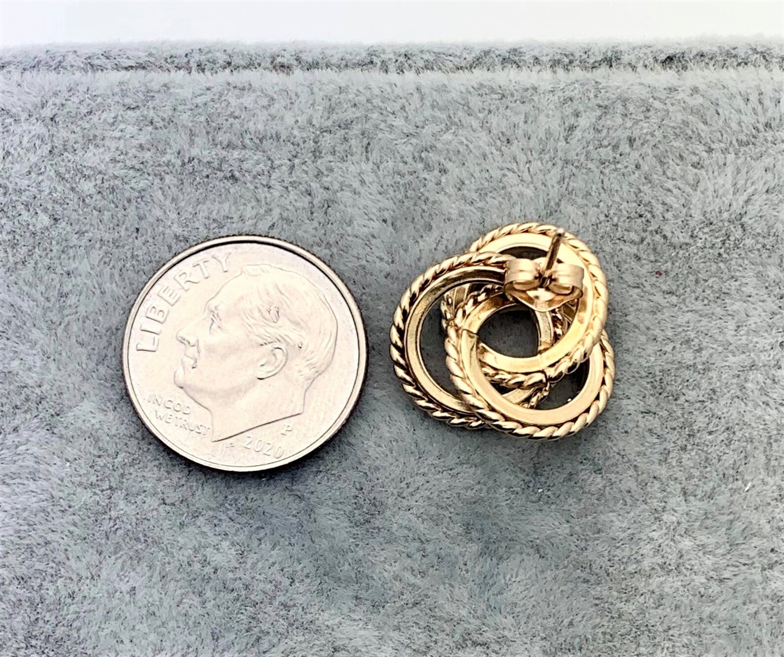 14K Yellow Gold Triple Knot Earrings Vintage Estate Love Etsy