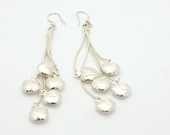 Vintage 1970s Sterling Silver Drop Earrings w/ Apples-4” Long-Teacher Gift