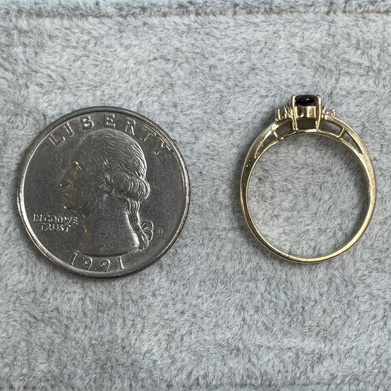 14K Garnet and Diamond Ring, Vintage, 4mmx5.5mm O… - image 7