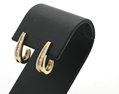 Vintage 1980’s 14K Yellow Gold Diamond (.18 TCW) Baguette J-Shaped Earrings