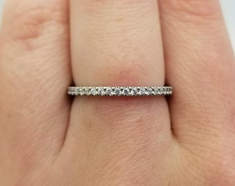 Sterling Silver and CZ Half-Eternity Wedding Band, Size 9, 0.16CTW CZs