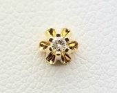 14K Yellow Gold Synthetic Diamond Single Stud Earring-2mm Stone-0.03ct-Vintage