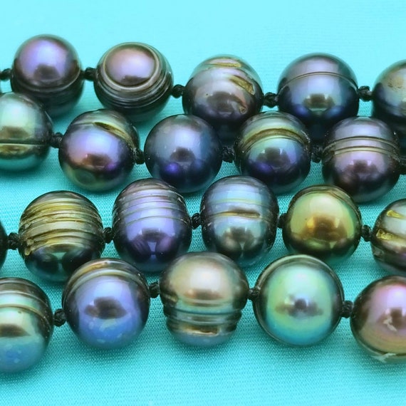 Dyed Freshwater Pearls Necklace-Gold Plated Sterl… - image 2