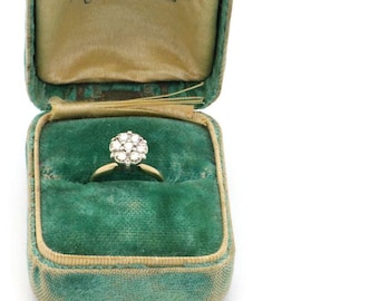 Vintage 1950s 10K Yellow and White Gold High-Profile Diamond Cluster Ring-SZ1.75