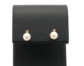 Vintage 1990s 14K Yellow Gold Pearl-Diamond Stud Earrings-Classic-Sophisticated