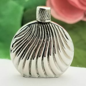 Bottiglia di profumo vintage in argento delicato - anni '70 - 925 - Sterling - Design a conchiglia - 1 3/8''