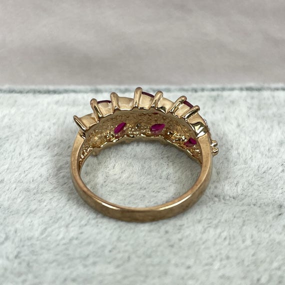 Vermeil Simulant Ruby and Diamond Ring, Estate, G… - image 5