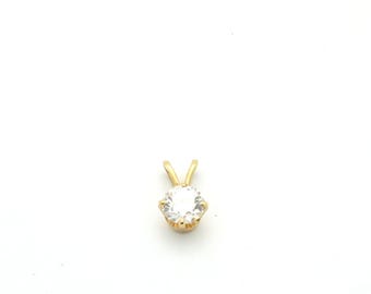 14K Yellow Gold Diamond Solitaire Pendant - Natural - 0.60 Carats - Vintage