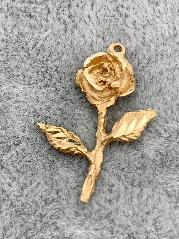 14K Gold Rose Estate Pendant,Vintage Pendant,Flowe