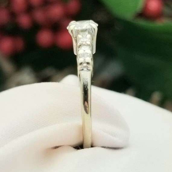 14K White Gold and 7 Stone Diamond Engagement Rin… - image 6
