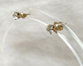 14K Gold Princess Cut Cubic Zirconia Stud Earrings, 4.1mm Square, Vintage Yellow