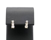Vintage 1980’s 10K Yellow Gold 3-Diamond (.12 TCW) Earrings-.5” Long