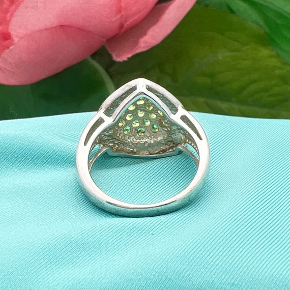 Silver Peridot and CZ Cluster Ring-Sterling-Heavy… - image 5
