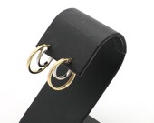 Vintage 1990’s 10K Yellow and White Gold Double Hoop Earrings - .5” in Diameter