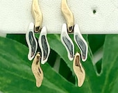 Sterling & Vermeil Hinged Dangle Earrings- Vintage, Estate- 1.5" L x 5/16" W