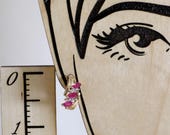 Vintage 1970’s 14K Yellow Gold Marquise Ruby & Diamond J-Style Earrings-.50”Long