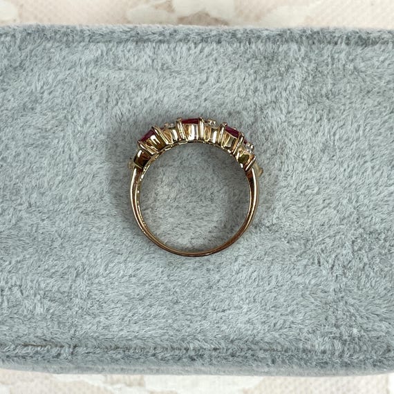 Vermeil Simulant Ruby and Diamond Ring, Estate, G… - image 8