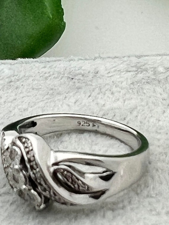 Silver Diamond Accent Ring- Three Stone- .05tcw- … - image 4