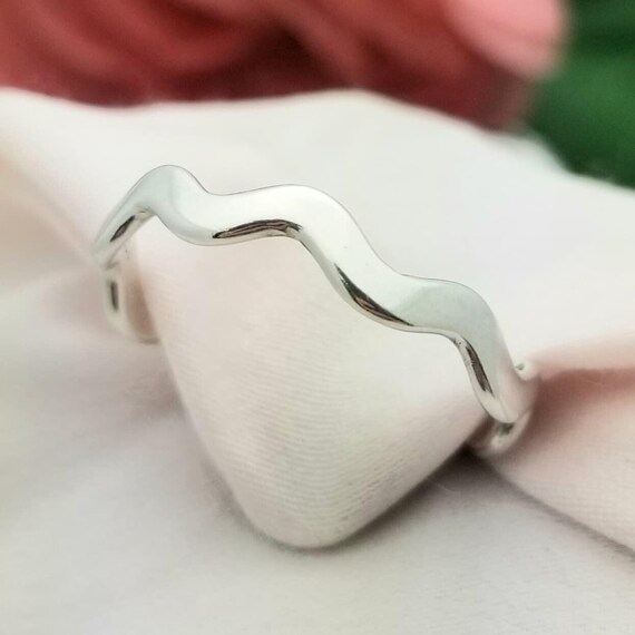 Simple Silver Wavy Stackable Band-925-Sterling-So… - image 4