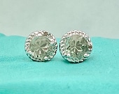 Vintage Sterling Silver Prasiolite Twisted Rope Halo Stud Earrings-Mint Green