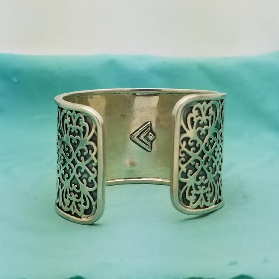 Vintage Sterling Silver Wide Celtic Design Cuff B… - image 4