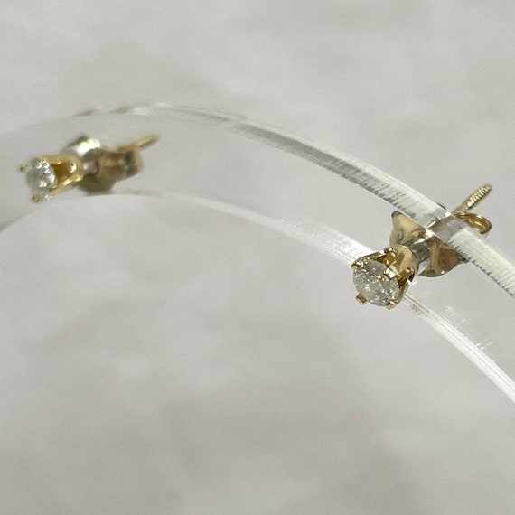 14K Gold Diamond Stud Earrings .10 TCW, Yellow Go… - image 1