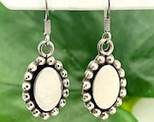 Taxco Sterling Milgrain Mirror Dangle Earrings- Vintage - 1 3/4" Long