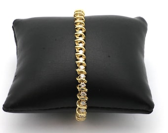 14K Yellow Gold and Diamond Tennis Bracelet, 2.5 TCW, Earth Mined, Vintage