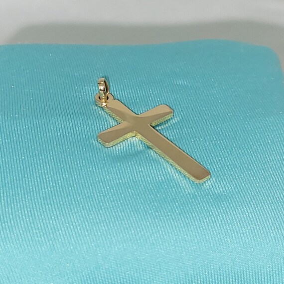 14K Yellow Gold Cross Pendant, 1" Long, Vintage, … - image 3