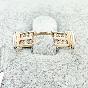 14K Yellow Gold Diamond Ring Wrap - Solitaire Enhancer - Earth Mined - Vintage - Wedding Band - .10TCW