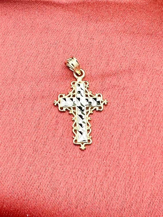 14K Fancy Cross Pendant Vintage Estate 