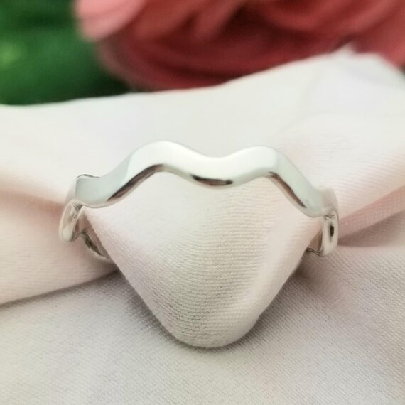 Simple Silver Wavy Stackable Band-925-Sterling-So… - image 2