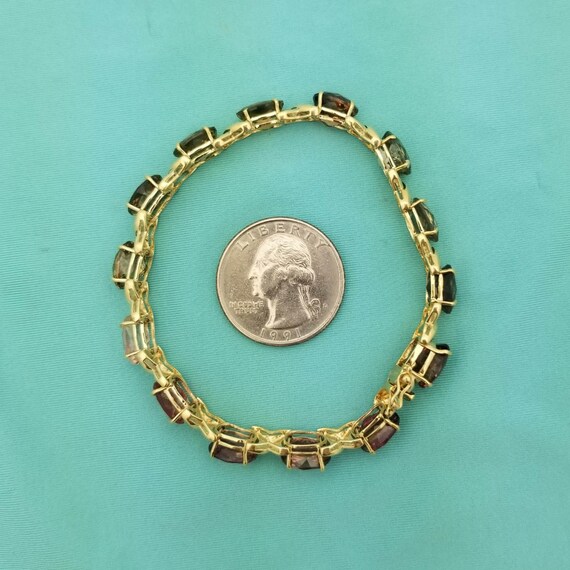 Vintage 14K Gold Ombre Multicolor Tourmaline X & 0 Tennis Bracelet