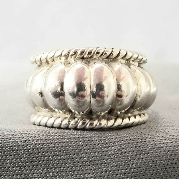 Vintage Sterling Silver Fluted Dome Statement Rin… - image 2