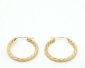 Vintage 1980’s 10K Yellow Gold Twisted Rope Tube Hoop Earrings-1” Diameter