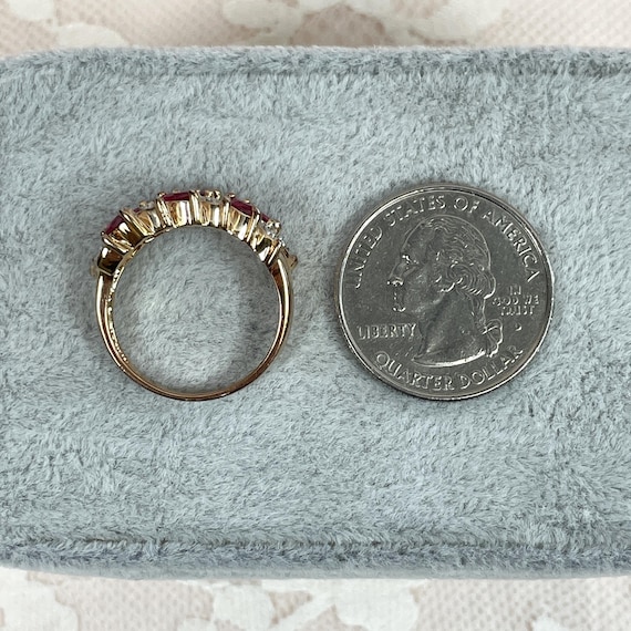 Vermeil Simulant Ruby and Diamond Ring, Estate, G… - image 2