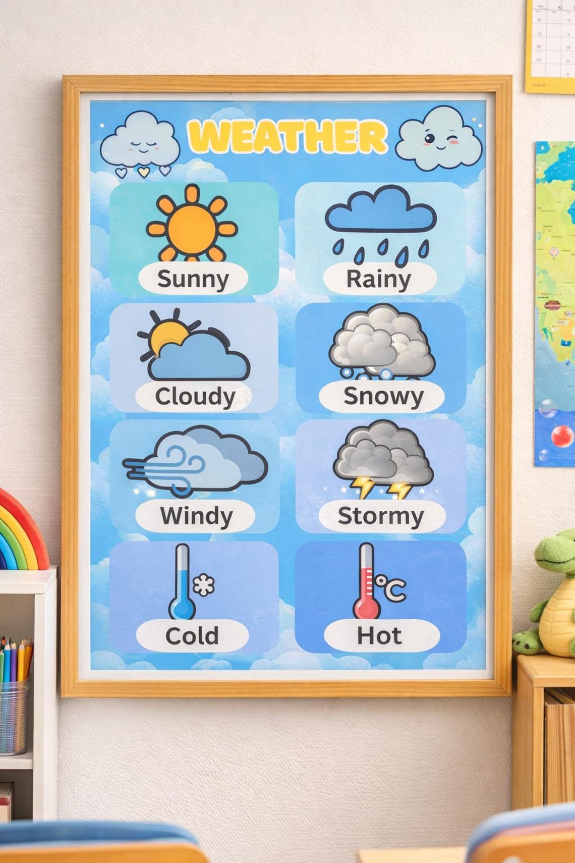 Weather Chart Poster for Kids : Montessori Educational Wallart - Etsy
