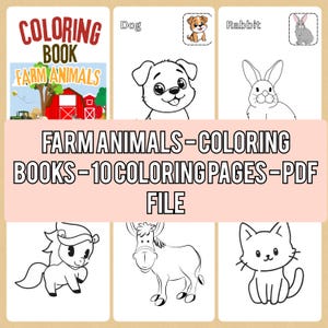 Farm Animals Coloring Book - 10 Printable Coloring Pages - Cute Farm ...