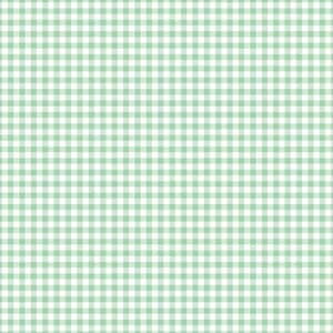 May include: A repeating gingham pattern featuring a grid of small, uniform squares in a soft pastel mint green color alternating with white. The design consists of intersecting horizontal and vertical lines that create a consistent checkerboard effect.