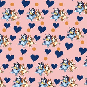 Bluey Fabric Dog Fabric Blue Dog Fabric Cotton Cartoon Fabric Sewing Fabric Animation Fabric By the Half Yard