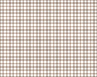 Taupe Gingham Fabric Mini Plaid Fabric Sewing Fabric Quilting Fabric Craft Fabric 100% Cotton Fabric By The Half Yard