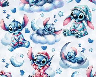 Tessuto Stitch Tessuto Koala Blu Tessuto Lilo & Stitch Tessuto Cartone Animato Tessuto da Cucito Tessuto Animazione Tessuto a Mezza Iarda